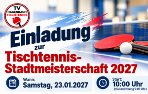 Mehr über den Artikel erfahren Einladung zur Tischtennis-Stadtmeisterschaft 2027